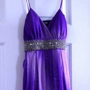 Women's Purple Glitter Formal/Prom Dress Size Small/Spaghetti Straps/Midi Dress